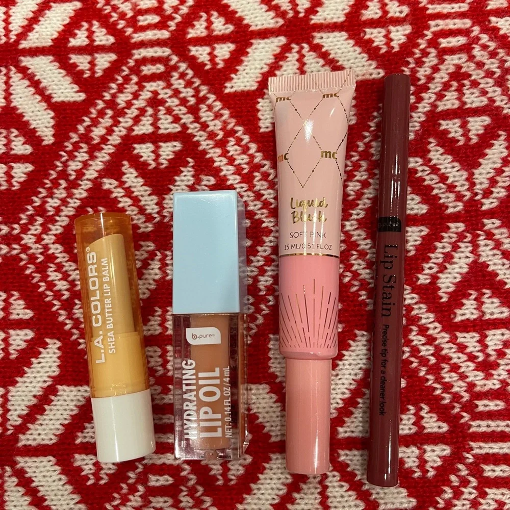 Marie Claire B Pure L.A. Colors Lip Liner Stain Liquid Blush Lip Oil Balm Bundle